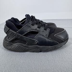 Nike Huarache Run Shoes Kids Size 10C Black Triple Black Running Casual Sneakers